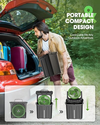 Image of Ausic Portable Misting Fan, 9L 10-inch Outdoor Mist Fans for Outside Patios Cooling, 20000mAh Rechargeable Battery Fan with Water Box, 3 Strong Winds, 3 Spray Mister, Camping /Beach Summer Essentials