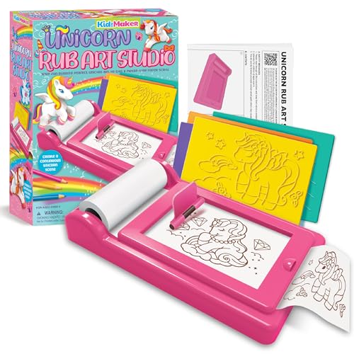 4M KidzMaker Unicorn Rub Art Studio Craft Kit, Pink - Image 2