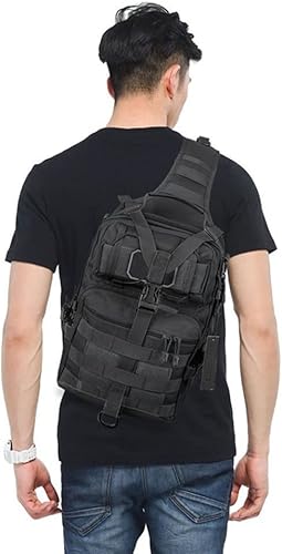 Miniatura 7 de OUTLEYNY Bolso bandolera táctico para hombre, mochila pequeña con bandolera militar, bolsa de hombro Molle Assault Range Bag Camping Caza, Negro -,