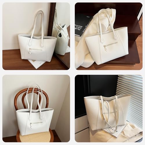 Bolso tote para mujer de cuero sintético, elegante bolso de hombro con cremallera, bolso de trabajo de gran capacidad para uso diario miniatura 6