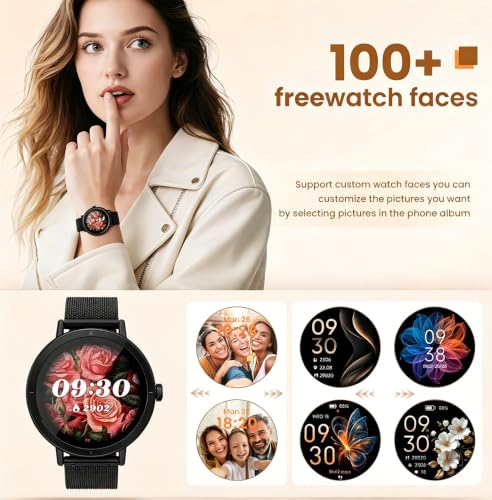 Image of KEEPONFIT Smart Watches for Women Android /iPhone, Fitness Tracker with Bluetooth Calls (Charcoal)