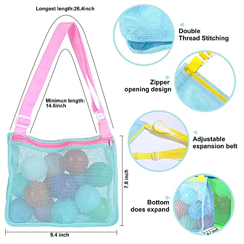 UTTPLL Mesh Beach Bag for Kids Quick Dry Beach Accessories Vacation Trip Baby Toddler Seashell Collecting Colorful Net Tote for Boys Girls Swimming Accessories Purple Pink
