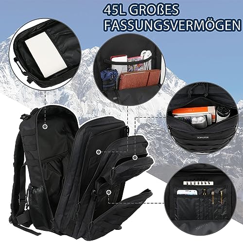 Yorepek Angelrucksack 45L Militär Rucksack für Outdoor-Aktivitäten