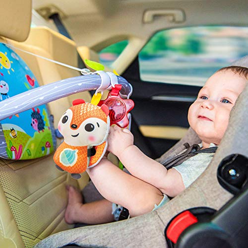Car Seat Toys For Babies - Double Sided Rear Facing Carseat Toy With Baby Mirror For Infants Girls And Boys 0+ Month By Benbat - Blue #TOP2