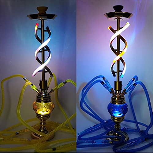 GaoYunQin 4 Schlauch Shisha-Pfeife 22"Shisha Aluminiumlegierung Raucher-Party-Set mit Vier Schläuchen Glaswasservase für Familien Ausländische Hotels Bars Clubs Hotels (Color : Blue) – Bild 4