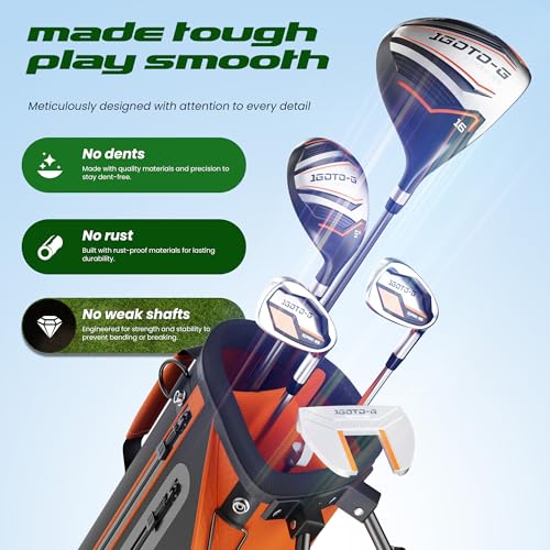 Image of 5 /6 /7 Pieces Kids Golf Clubs Set - Youth Golf Clubs Junior Set Ages 3-14 Includes Stand Bag, 1# Driver, 5# Hybrid, 7#, PW# Irons and Putter Right /Left Hand for Boys Girls