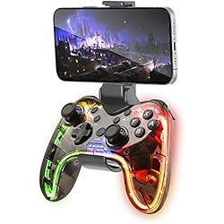 Soporte Para Celular Con Clip Mars Gaming MGP-BT, Gamepad Bluetooth 5.0, RGB Neon, Adaptador Smartphone, Giroscopio y Vibración Háptica, Joysticks Analógicos, Mando para Switch, PC, Mac, Android, iOS, Raspberry Pi, PS3