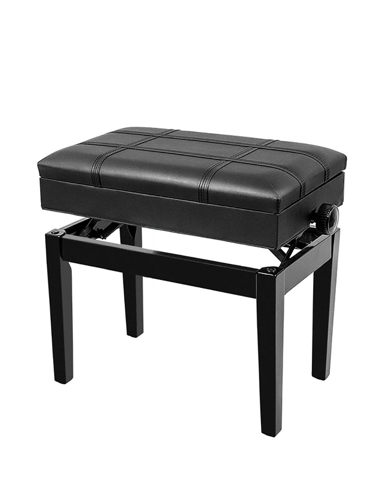 Panca per pianoforte con regolazione in altezza di 10 cm, 55 x 34 x 47 cm, 57 cm, capacità 180 kg, ideale per la pratica del pianoforte, teak/nero