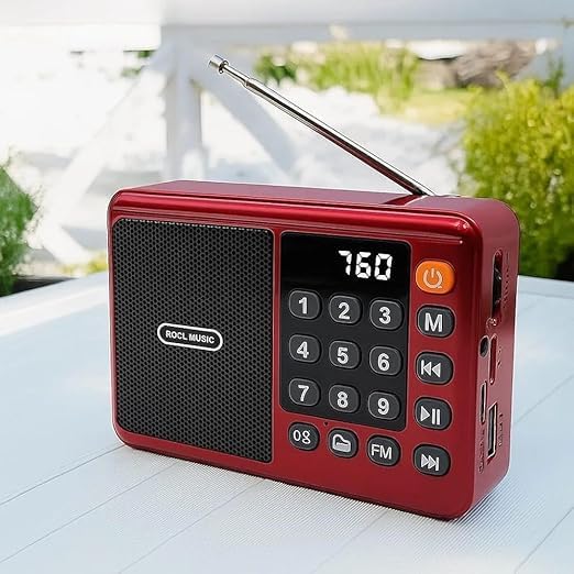 Image of Portable Digital Radio Speaker with LED Display, High-Gain FM Antenna, Numeric Keypad Control FM Antenna | Numeric Keypad | Lightweight (BT-662-RED)