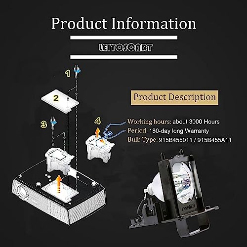 Lámpara de proyector 915B455011 compatible Mitsubishi con carcasa miniatura 6