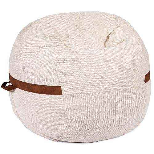 Image of Big Joe Fuf 4Ft Foam Bean Bag Chair with Removable Cover for Kids, Teens, Sandstone Textured Boucle, 4 Foot Large Reading and Gaming Seat | Premium Shredded Foam Filled, Textured Boucle, Adult-Sized Comfortable Seating, Supports Up to 300 lbs