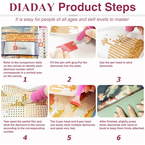 DIADAY 5D Diamond Painting Kits for Adults Landscape, Fantasy Teacup Diamond Art Kits for Beginners, Full Drill Round Gem DIY Arts and Crafts Home Wall Decor Gift 12 x 12 Inches/30x30cm - Image 6