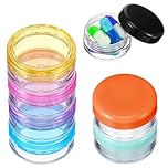 ElevateTech 7 Pack Small Pill Box, Travel Pill Organizer Box for Pocket Purse Daily Round Pills Case Portable Medication Container Fish Oil Storage Boxes(Black, Purple, Orange, Blue, Yellow, Pink)
