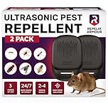 REPELIX ARMOUR Indoor Ultrasonic Pest Repeller – Pack of 2 – Covers 140m² per Device – 3 Modes – Repels Mice, Rats, Spiders, Mosquitoes, Ants, Bugs & Flies