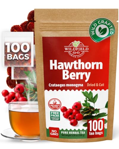 100 Bags Hawthorn Berry Herbal Tea (Crataegi fructus) – 100 Tea Bags 1.5g Hawthorn Fruit Espino Blanco