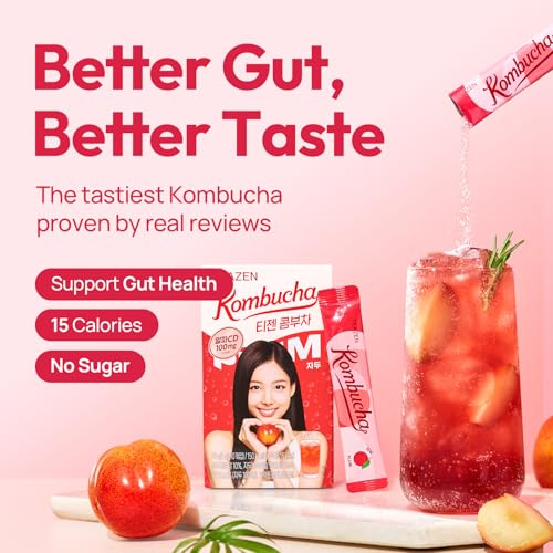 Image of TEAZEN Plum Flavored Kombucha Tea, Hydration Drink Mix, Sugar Free, Live Probiotics & Prebiotics, 10 Sticks, 1.76oz