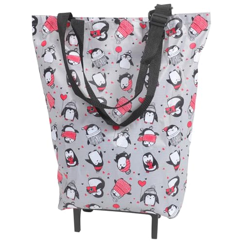 BUGUUYO Portapacchi Portaspesa Pieghevole Compatto con Ruote Scorrevoli Sacchetto Shopping Resistente in Materiale e Plastica Salvaspazio e Facile da Trasportare per Alimentari e Viaggi