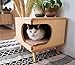 Stylish Handmade Plywood Cat House - Cozy and Comfortable (Cushion Cobalt)