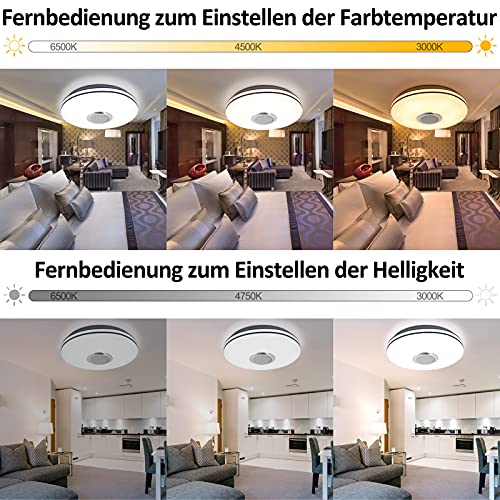 Gindoly 36W LED-Deckenleuchte mit Farbwechsel und Bluetooth Lautsprecher