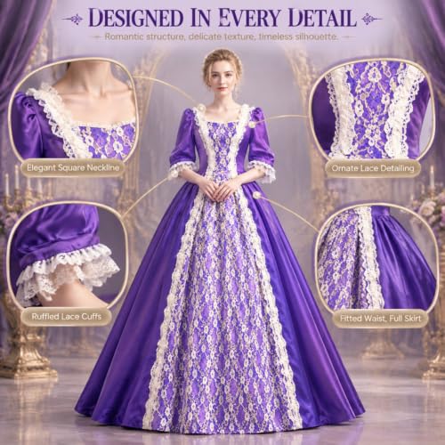 Victorian Dress for Women Medieval Renaissance Costume Rococo Ball Gown - image 4
