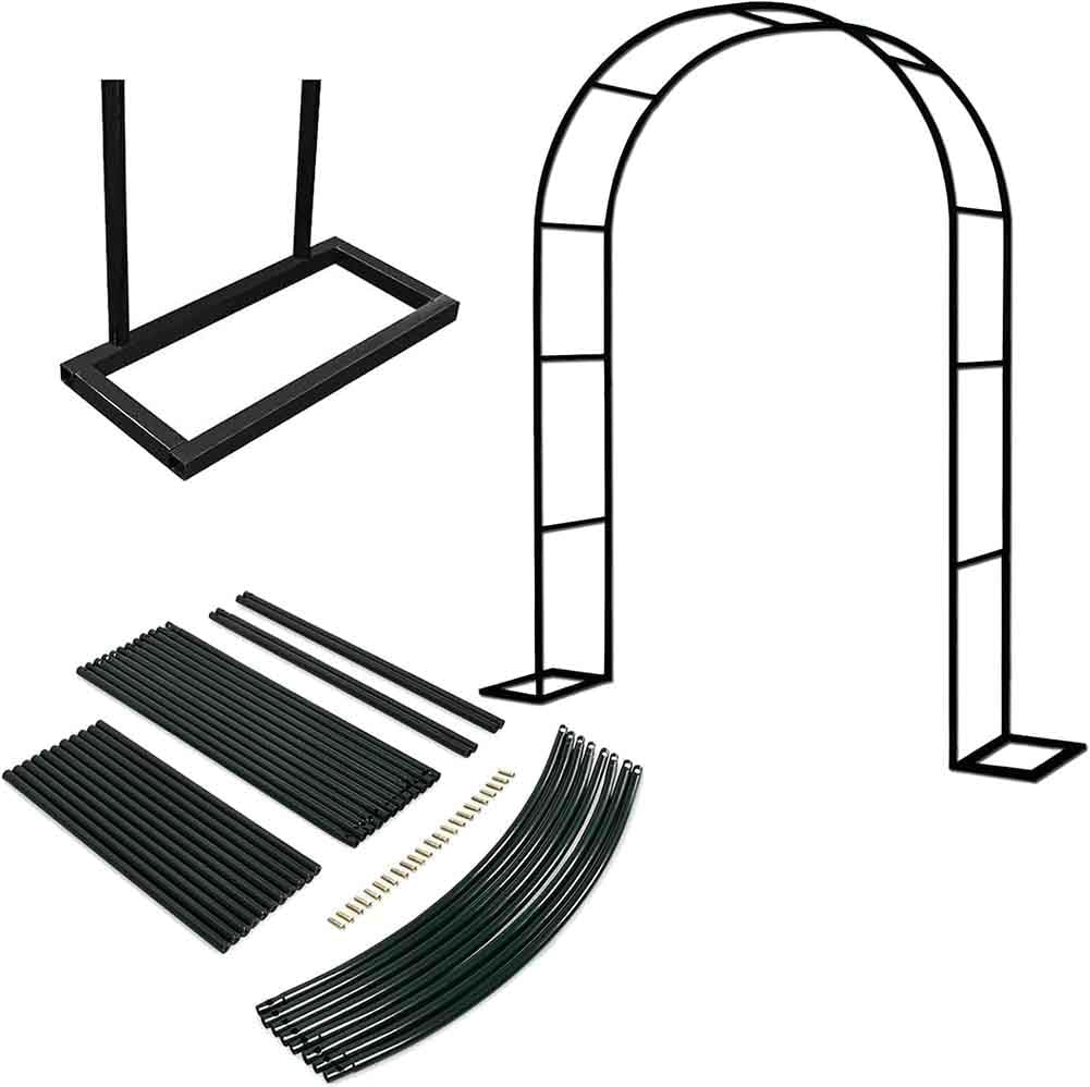 Large Garden Arch, Extra Wide 300/350Cm Garden Arbor Archway, Rose Arch for Roses Climbing Plants Support Wedding Arch Extra Tall Pergola Trellis Grape Vines Archway,Black,W3.5M*H2.2M
