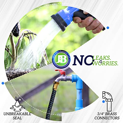J&B XpandaHose 75ft Expandable Garden Hose – Ultra-Strong 3750D, 4-Layer Latex Core, Brass 3/4" Connectors, 10-Pattern Nozzle & Storage Bag – Lightweight, Kink-Reducing, Leak-Resistant - Thumbnail 7