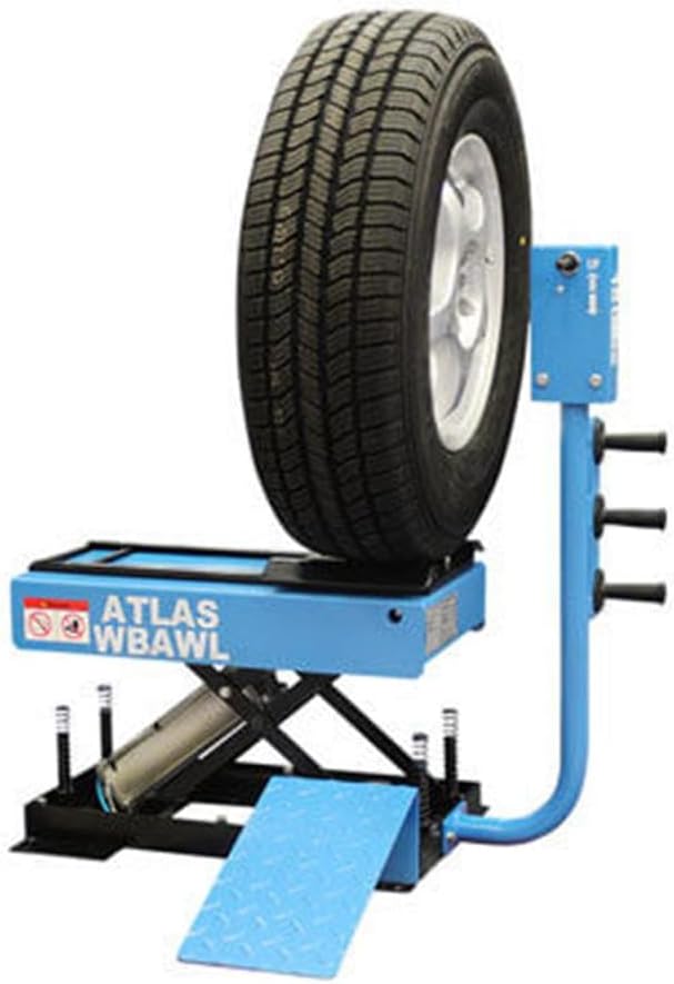 ATLAS ATTC WBAWL Air Operated Wheel Lift, 150 lb Capacity, Raises and Slides Wheels, 8 to 20-1/2 Inch Lift Height, Durable Steel Frame, 100 PSI Operation