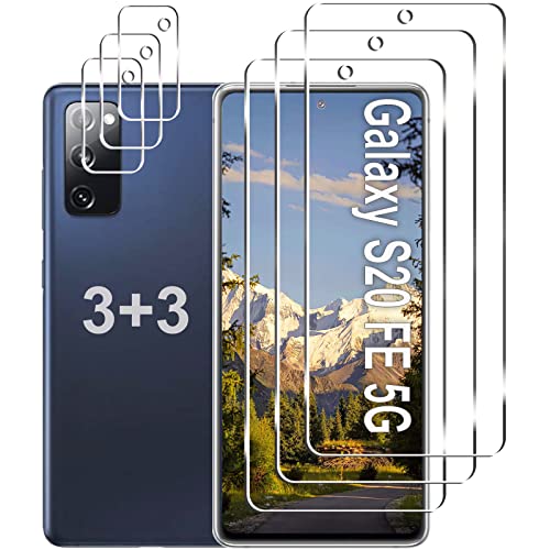 [3+3 Pack]Galaxy S20 FE 5G Screen Protector + Camera Lens Protector, HD Tempered Glass Film, 9H Hardness, Scratch Resistant, Easy Installation, Bubble Free, Screen Protector for Samsung Galaxy S20 FE by Gliansen - Used condition - US$6.60