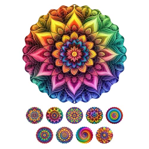 ENEN 3D Campanelli Eolici, Campane A Vento per Esterno, Metal Wind Spinner Rotante Fluente-Light Effect Design Campanelli eolici per Decorazione Giardino Cortile, Mandala Boemia (Fiori)