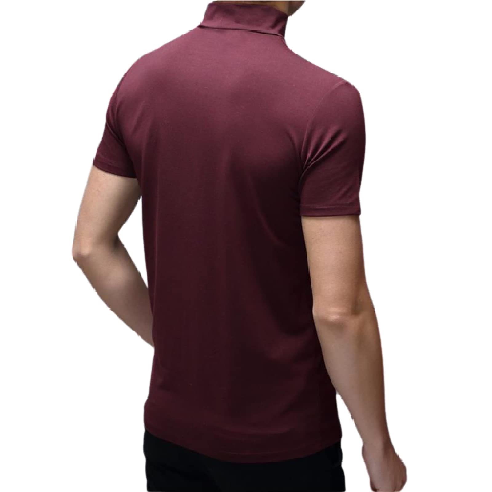 Rela Bota Mens Fashion T-Shirts Undershirts Thermal Underwear Tops Half Turtleneck Short Sleeve Slim Fit Basic Pullover Tees Red