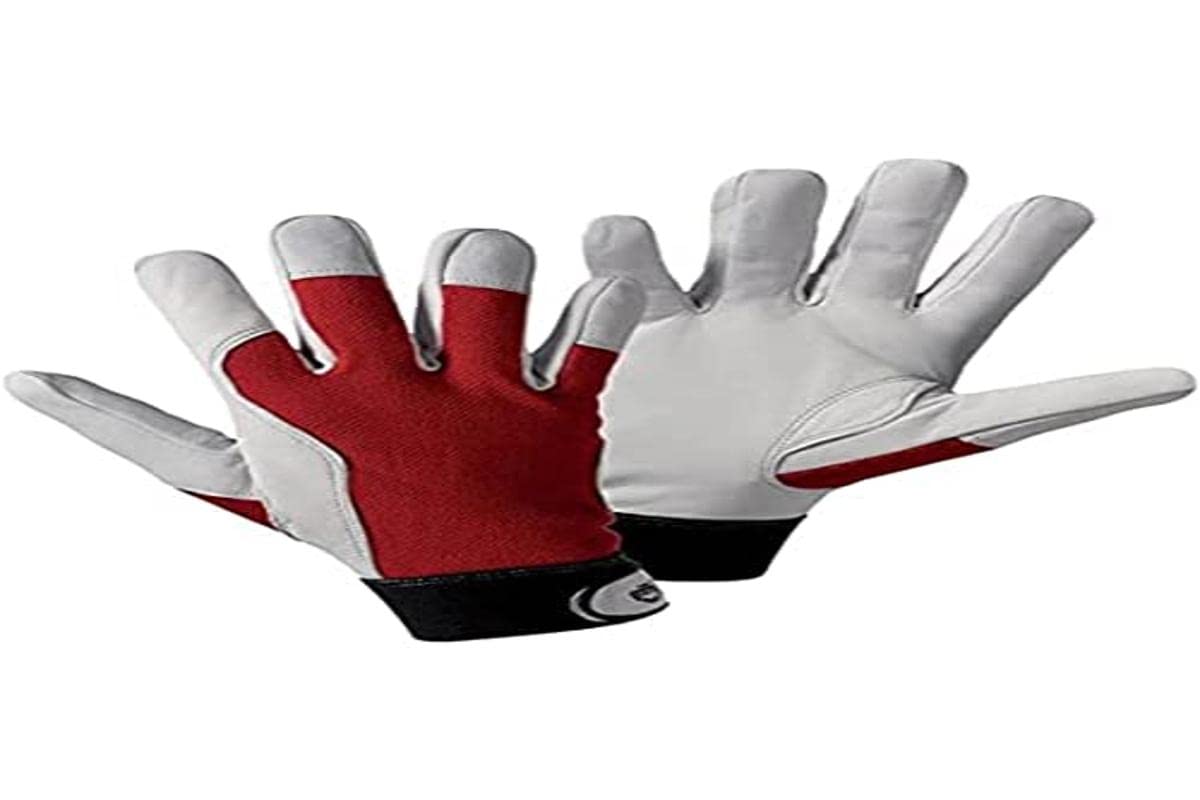 Unbekannt Griffy L+D 1706-7 Ziegennappaleder Montagehandschuh Groeße ( Handschuhe): 7, S EN 388:2016 CAT II 1 Hellgrau Rot bei Günstiger Preis