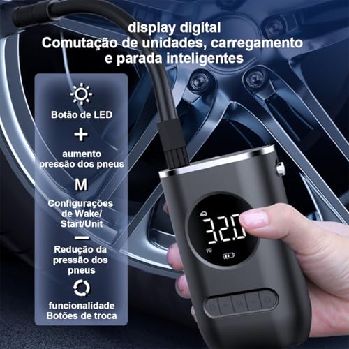 Compressor de Ar Portatil Calibrador de Pneus Portatil Bomba de Encher Pneu Acessorios para Carro Mi