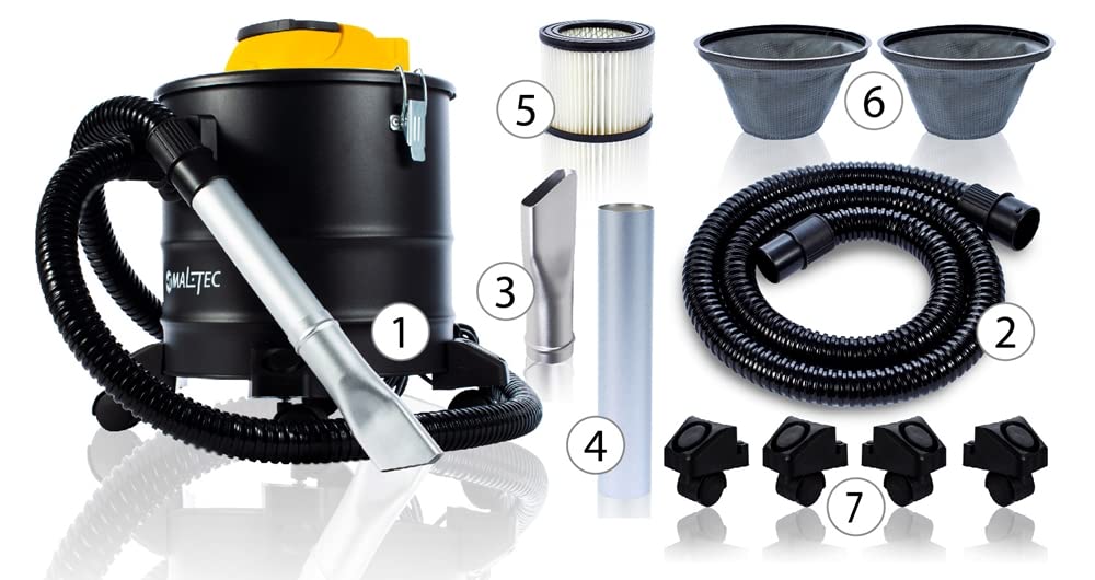 MalTec 5901924214304 Odkurzacz Przemysłowy TurboVac ML1800-ASH | do Popiołu | Kominkowy | Zbiornik Aluminiowy 18L | Moc 1800W | Filtr HEPA | Dmuchawa | Duża moc ssania