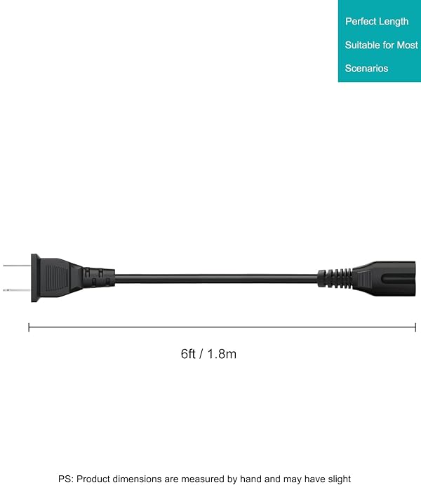Printer Power Cord Cable for HP OfficeJet Pro 8015e 9135e 9125e 8139e 8025e 4630 4632 4635 4650 4652 4655 3830 3930 5255 5740 5745 6100 6600 6700 6830 6968 6978 200 250 8600 8610 8620-6 Feet by Narpendu - Used condition - Image 6