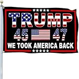 JZYIZYU Trump 2025 Flags 3x5 Ft Outdoor We Took America Back Patriotic Yard Flags for Outside Bedroom Room House Decorations Banner