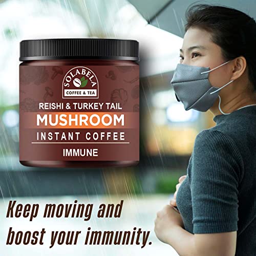 Solabela Premium Mushroom Coffee 80G (38 Servings) With Reishi And Turkey Tail Mushrooms, 80G Great Tasting Arabica Instant Coffee #TOP1