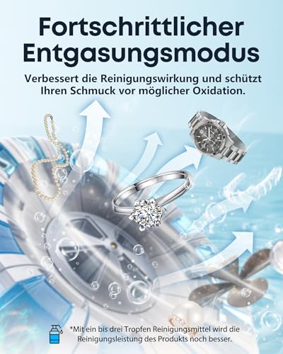 Topipop Ultraschallreinigungsgerät, 48000Hz Ultraschallreiniger, 600 ml brillenreinigungsgerät, 2 Modis Ultrasonic Cleaner zum Reinigen von Brillen, Schmuck, Uhren, Ringen, Rasierklingen Etc (White)
