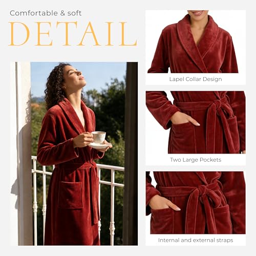Image of HEARTNICE Womens Fleece Robes, Soft Plush Long Bathrobe, Thick Kimono Robes for Womens, Warm House Coat