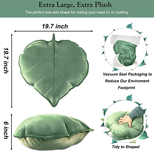 Jemsia 3D Leaf Decor Pillow,Shaped Throw Pillow Soft Back Floor Cushion Green Plant Sofa Pillows Photography Props For Home Decoration #TOP2