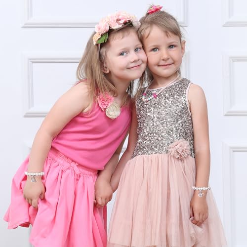 Kids Bracelet for Girls - Matching Wish Adjustable Pink Unicorn Princess Bracelet for Girls First Day of School/Party/Birthday Gifts Stuff for Daughter Granddaughter Niece Friend3