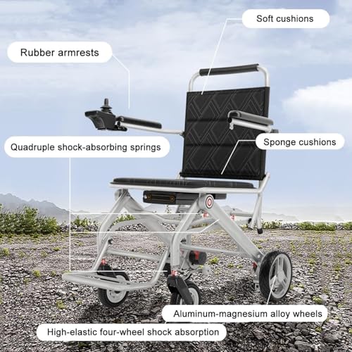 Silla de ruedas eléctrica, scooter de movilidad portátil ligero, alcance de 22 millas, capacidad de carga de 150 kg, ideal para viajes y asistencia de movilidad