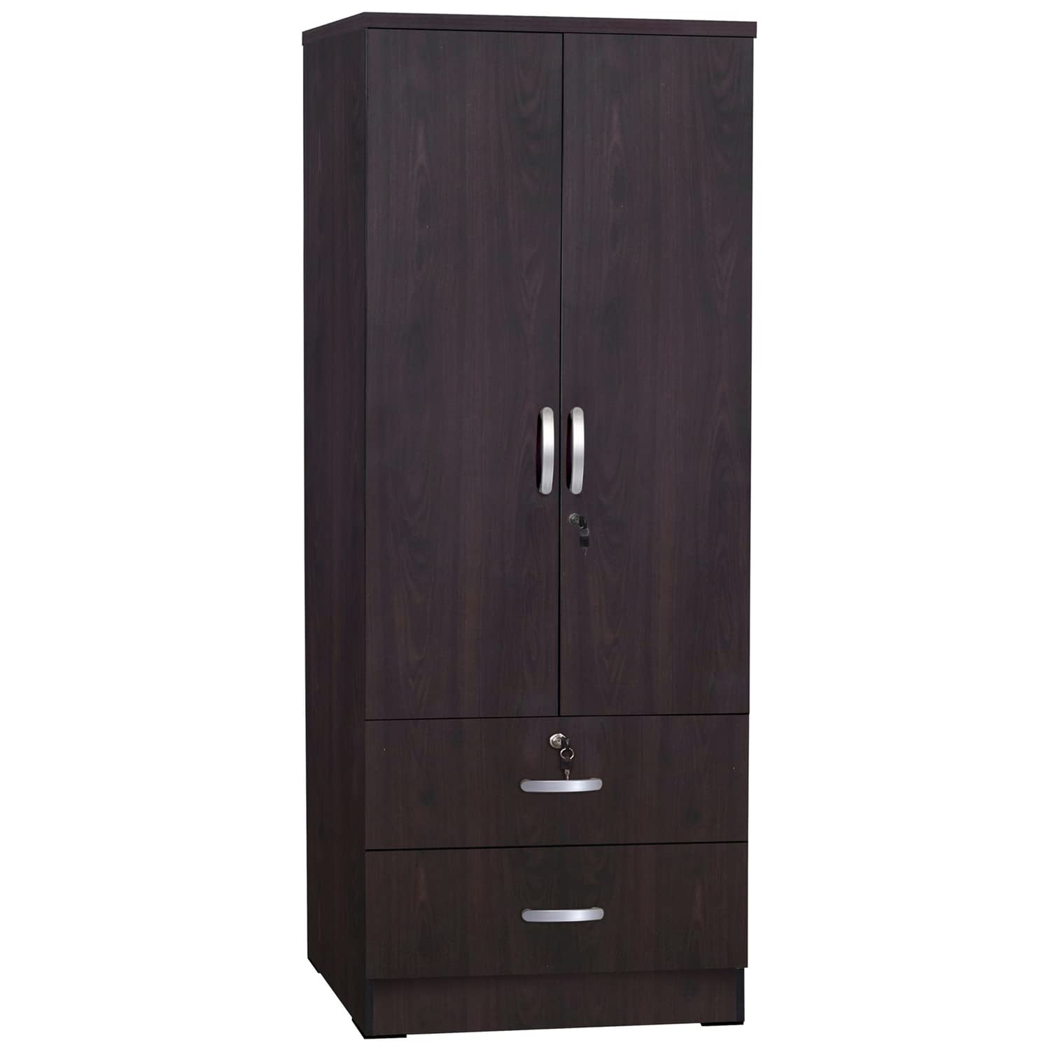 Better Home ProductsGrace Wood 2-Door Wardrobe Armoire with 2-Drawers Tobacco
