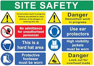 BUILDING SITE SAFETY CONSTRUCTION Signs BOARDS Health & Safety Scaffolding A3 x3