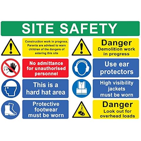 BUILDING SITE SAFETY CONSTRUCTION Signs BOARDS Health & Safety Scaffolding A2 x 1 Cover