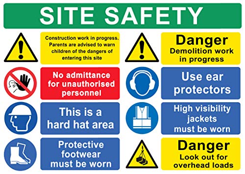 BUILDING SITE SAFETY CONSTRUCTION Signs BOARDS Health & Safety Scaffolding A3 x 1