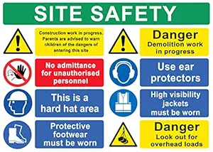 BUILDING SITE SAFETY CONSTRUCTION Signs BOARDS Health & Safety Scaffolding A2 x 3