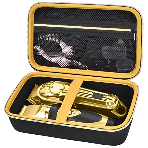 Comecase Estojo Compatível com Barbeiro Cortador de Cabelo, Organizador de Armazenamento de Viagem para Aparador para Forro Finalizador T, Guia de Corte de Pente, Óleo de Lâmina de Corte, Escova de Limpeza e Outro Kit de Limpeza - Estojo Preto + Zíper Dourado