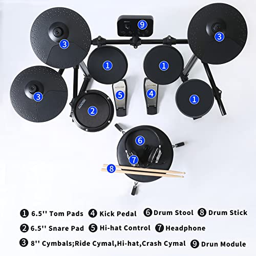 Electric Drum Set,Aodsk Uaed-400,Junior Electronic Drum Kit For Kids Beginner With 150 Sounds+ Aodsk Electric Drum Amp 35-Watt Bluetooth Professional Electronic Drum Amplifier #TOP4