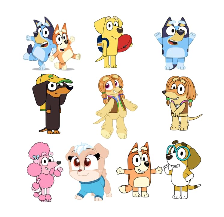 BLUEY Theme Birthday Party Decoration Combo Kit – Pack of 10 Reusable 8x8 Inch Cardstock Cutouts for Kids – Boys & Girls Party Supplies-image-6