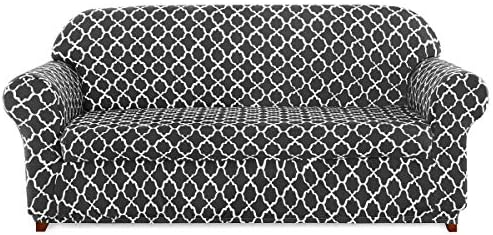 subrtex Sofa Slipcovers Arm Chair Stretch Couch Settee Slip Protector 2-Piece Spandex Printing Sleeper Furniture Cover Home Decor for LivingRoom(Loveseat,Grey)